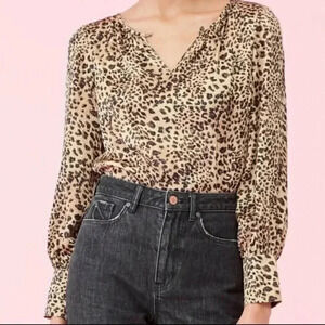 Rebecca Taylor 100% Silk Burnout Linx Leopard Blouse